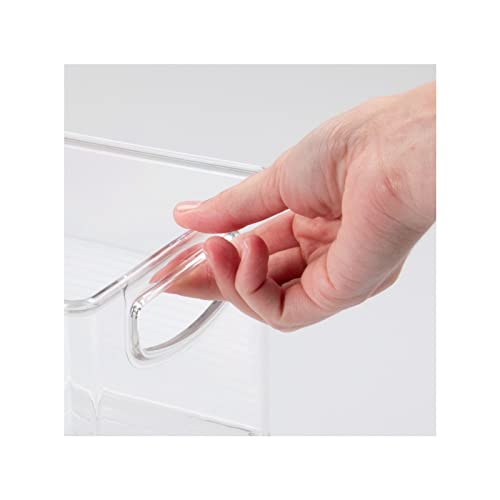 mDesign Plastic Stackable Kitchen Organizer - Storage Bin with Handles for Refrigerator, Freezer, Cabinet, and Pantry Shelves Organization - Food Container - Ligne Collection - 8 Pack - Clear - size: 16 x 6 x 5