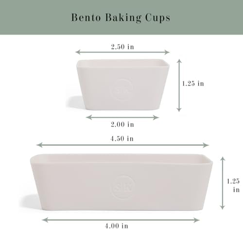 The Silicone Kitchen Reusable Silicone Bento Baking Cup, Non-Toxic, BPA Free, Dishwasher Safe Bento Box Accessories Lunch Box Dividers, Square and Rectangle, 24 Pack, White - size: Bento