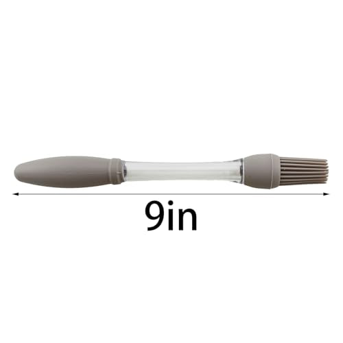 TAODAN 2PCS Gray Food Grade Silicone Oil/Pastry Brush Kitchen Gadgets 9.05x0.98inch Baking Supplies Suitable for Barbecues and Salads