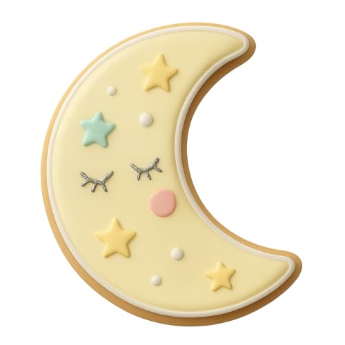 Waxing Crescent Moon Cookie Cutter & Stamp, Fondant & Clay - 4x2