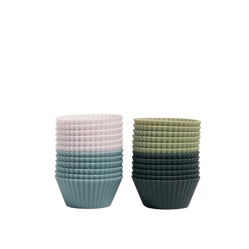 The Silicone Kitchen Reusable Mini Silicone Baking Cup, Non-Toxic, BPA Free, Dishwasher Safe, Mini, 48 Pack, White Blue Green - size: Mini (Pack of 2)