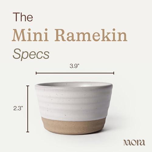 Mora Mini Ramekins Set of 4, 8oz Ceramic Pottery Baking Dishes - Microwave, Oven and Dishwasher Safe - Oat - color: Oat, size: Mini
