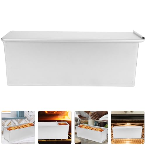Luxshiny Loaf Pan with Lid Non-Stick Aluminum Plated Alloy Silver