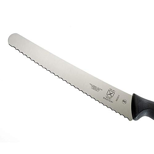 Mercer Culinary M23211 Millennia Black Handle, 10-Inch Left Handed Wavy Edge Wide, Bread Knife - size: 10", style: Millenia Black Handle