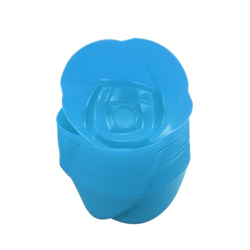 uxcell 18pcs Silicone Cupcake Liners, 2.75 Inch Reusable Baking Cups Nonstick Muffins Mold for Birthday Wedding Party, Blue Flower - color: Blue