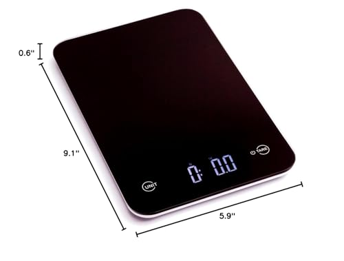 Ozeri Touch Digital Kitchen Scale (12 lbs Edition) in Tempered Glass - color: Stylish Black