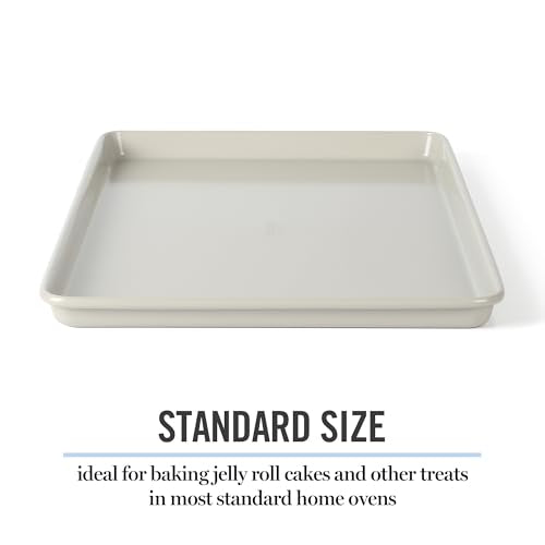 Martha Stewart Gallen 15 x 10 Inch Nonstick Carbon Steel Cookie Sheet – Cool Grey, Durable Bakeware for Even Baking and Easy Cleanup - color: Cool Gray