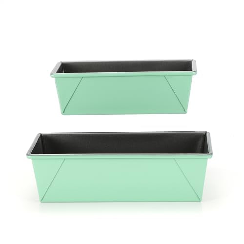 Monfish Bread loaf pan, loaf pans for oven home baking Bread mold 2lb loaf tin 10.5 x 6 x 3 inches Aluminized Steel Non Stick Coating For Home Baking 9x5 bread 2pcs - size: 10x6x3 inch