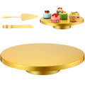 Wenqik Cake Stand Metal with Knife Spatula Set, Gold, 14 Inch - color: Gold, size: 14 Inch