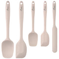 HOTEC 600℉ Heat Resistant Silicone Rubber Spatula Set, Khaki, Set of 5 - color: Khaki