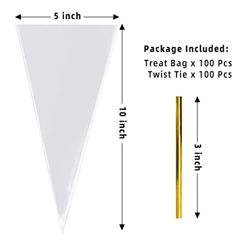 Morepack Cone Shaped Treat Bags 5x10 Inch 100Pcs - size: 5x10 inches