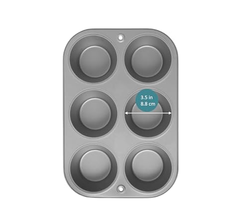 OvenStuff Set of Two Nonstick 6-cup Jumbo Muffin Pan, Gray, HG236-AZ