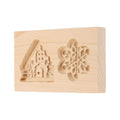uxcell Cookie Stamp Wooden Cookie Cutter Two-Hole House Snowflake