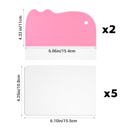 Ymapinc 7-Pack Cake Scraper Smoother with 5 Clear Scrapers - color: Pink