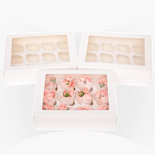 Bakepacker Auto-pop up 12 Cupcake Boxes, White, 6-Packs - color: White,6