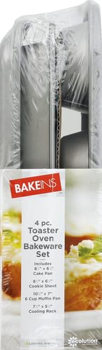 Ecolution Non-Stick Toaster Oven Bakeware Set 4-Piece, Carbon Steel, Easy to Clean and Perfect for Single Servings, Gray - color: Gray