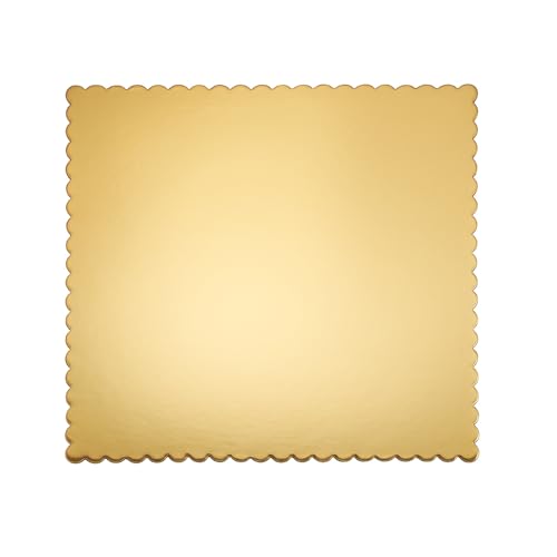12" x 12" Gold Square Scalloped Cake Boards – Heavy Duty Solid Paperboard Cake Base, Thick & Rigid – 25-Pack - color: Gold, size: 12 Inch x 12 Inch