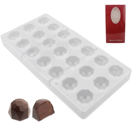 Polycarbonate Chocolate Mold 21 Cavities Diamond Shape Truffle Molds Easy Release & Clean Clear Candy Making Tray for Chocolates, Sweets, Jelly, Candies, Pralines (Diamond)