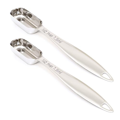 2PCS 1/2tbsp(7.5ml) Measuring Spoon, Stainless Steel Measure Teaspoon - size: 1/2tbsp|1.5tsp|7.5ml|1/4oz