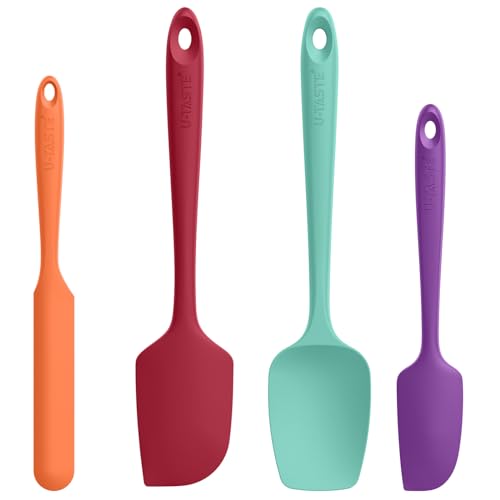U-Taste Silicone Spatula Set 600°F High Heat Resistant, 4-Pcs, Multicolor - color: Multicolors