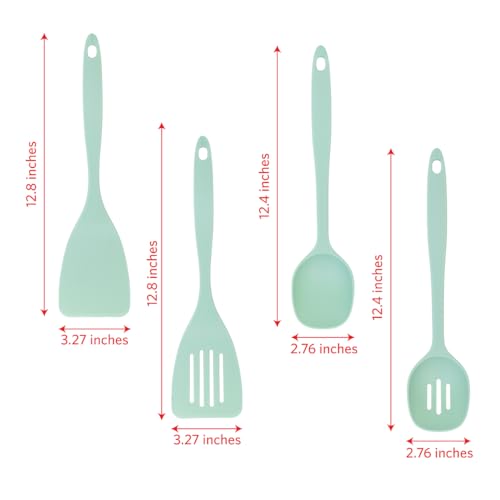 Glad Kitchen Utensils Set, 8pcs - Nonstick Cooking Tools with Utensil Holder - Nylon Spoon, Ladle, Skimmer, Spaghetti Server, and Turner Spatula Set - Dishwasher Safe, Teal Green - color: Teal Green, size: 8-piece Set