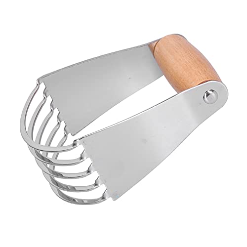 Dough Blender Pastry Cutter with Stainless Steel Blades & Beech Wood Handle - Heavy Duty Kitchen Baking Tool for Pizza, Pastries, Cakes, Pie Crust
