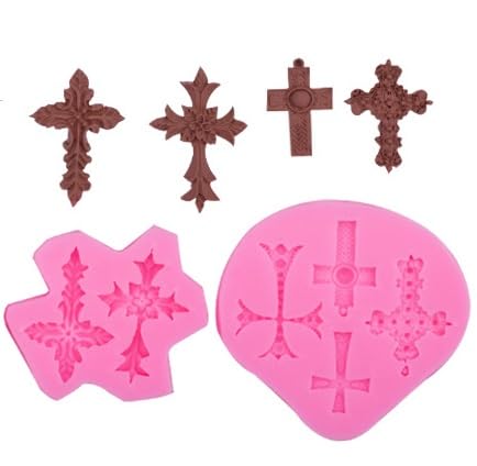 Cross Molds Silicone Fondat Cake Chocolate Mold 2pcs for Baptism Party Supplies - style: Cross Mold