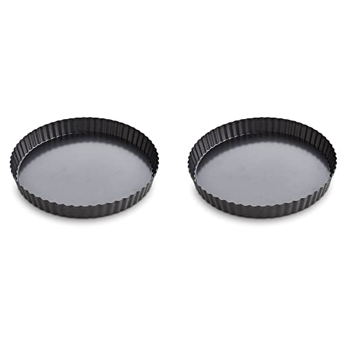 Mrs. Anderson's Baking Quiche Pan, Removable Base, Non-Stick Carbon Steel, PFOA Free, 9.5-Inch, Set of 2 - size: 9.5-Inch, Round, Set/2