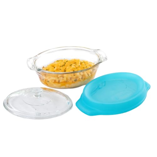 Libbey Baker's Premium 3-Piece Set, 1 Glass Baking Dish with 2 Lids - color: Premium - 3pc Casserole Set
