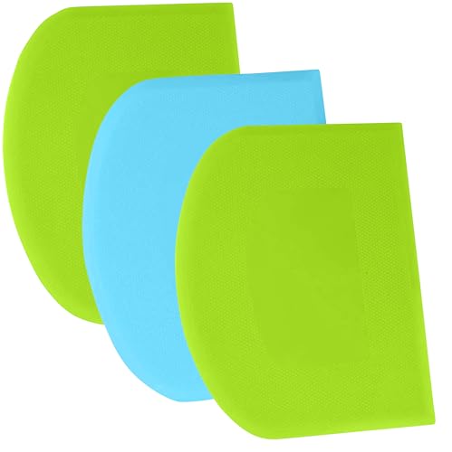 SURDOCA Dough Scraper Bench Scraper - 3P 5.9x4.3" Plastic Flexible Bowl Scraper, Sharp Edge & Angles Cake Scraper. Non-Slip Bakeware Decorating Tools Sculpting & Modeling Tools - Green+Blue+Green - color: Green+Blue+Green, size: 15x11cm/5.9x4.3''