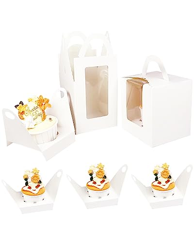 Bakepacker Auto-pop up Cupcake Boxes, White, 3.7 x 3.7 x 4.3 inch 25 Count - color: White, size: 3.7x3.7x4.3inch/25packs