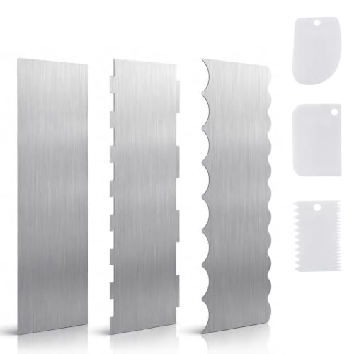 6Pcs Cake Scraper Set, 8.6inch Double Sided Cake Decorating Comb Scraper