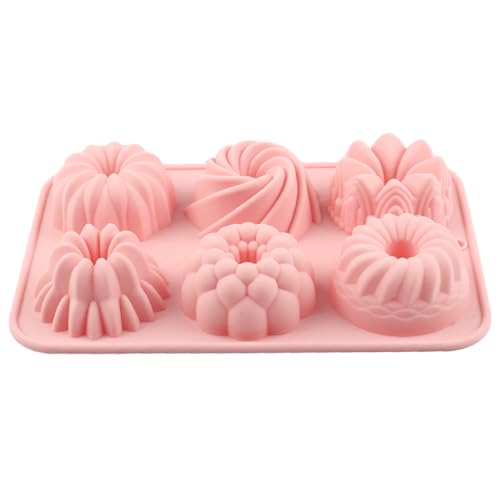 6 Cavity Multi Pattern Flower Bundt Silicone Chocolate Molds - color: Style A