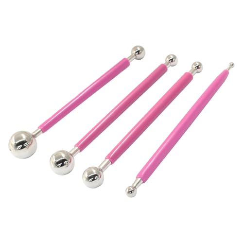 4Pcs Pink Ball Shaped Cake Dotting Tool - color: Red