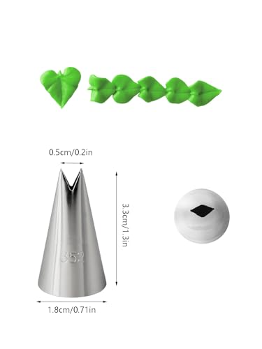 352 Leaf Piping Tip Set, 3 Pcs Leaf Tips for Cake Decorating Flowers