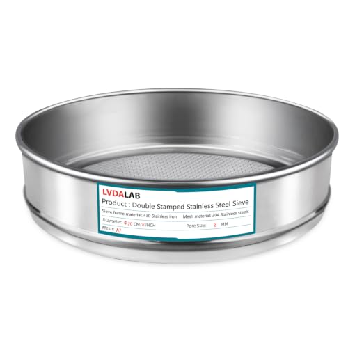 7.9" (20cm) 304 Stainless Steel Lab Sieve, 10 Mesh (2mm) Screen Sifter - size: 10Mesh(2mm)/Ф7.9in