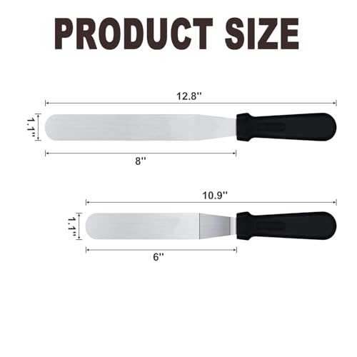 6" Small Angled+8” Straight Icing Spatula,Lmoszuak Professional food grade stainless steel cake spatula,with Sturdy & Durable Handle Spatula,Frosting smoother spatulas for cake decorating,Baking. - size: 6" Small Angled+8" Straight Icing Spatulas