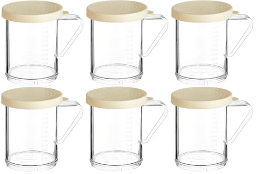 OCS Parts 6-Pack 10 oz Shakers with 2 mm Perforated Beige Lids | 3.75" - color: Beige - 2 MM
