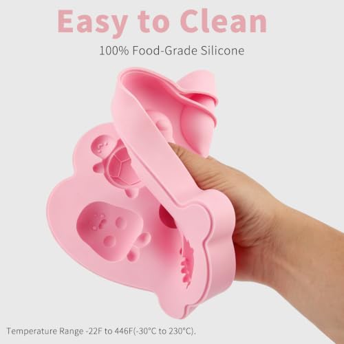 Fu Store Ice Cube Tray Silicone Ice Cube Trays with Cute Marine Life Shapes - color: Pink