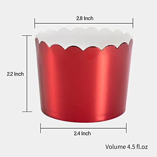 Paper Baking Cups, 50pcs Cupcake Liners Red Muffin Liners Greaseproof Disposable Bulk Cupcake Wrapper, 6 oz Standard Jumbo Muffin Cups for Halloween Christmas Parties by Dootafy - color: Red