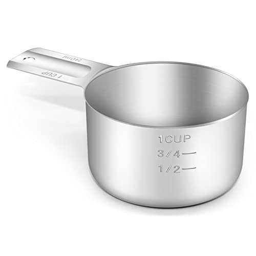 1PCS 1CUP(240ml, 8oz) Measuring Cup, 18/8 Stainless Steel Measure Scoop - size: 1cup|240ml|8oz