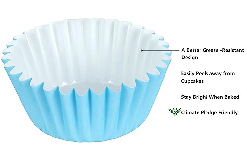 Caperci Heavy Duty Blue Cupcake Liners Standard Muffin Baking Cups 150pcs - color: Light Blue
