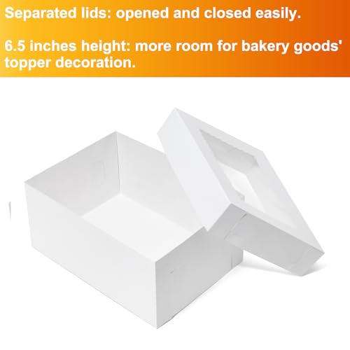 Wowxyz 6pcs 14x10x6.5 Cake Boxes Quarter Sheet Bakery Boxes with Window