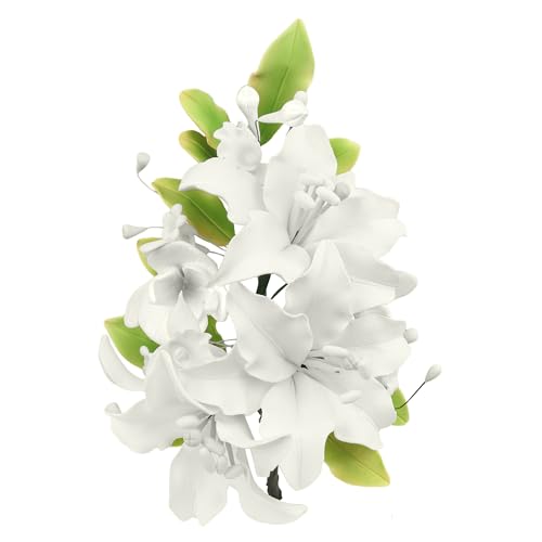 O'Creme Gumpaste Flower Spray White Lily Edible Cake Decoration - color: White, style: Lily
