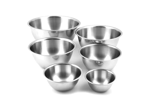 Fox Run 6-Piece Nesting Stainless Steel Polished Mixing Bowls Set - color: Stainless Steel, size: Set of 6 (0.5 - 10.75 Quart)