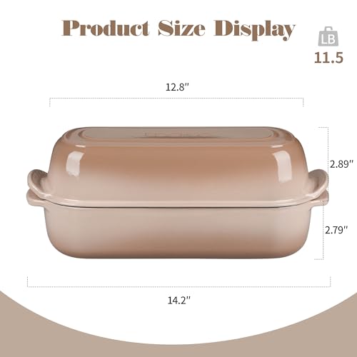 EDGING CASTING Enameled Cast Iron Loaf Pan with Lid, Bread pan, Dutch Oven Bread pan for Homemade Sourdough Bread Baking, 12.5x5.5 inch, 5qt, Mocha - color: Mocha