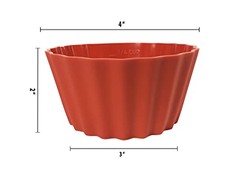 12 Pack Measured Baking Cups Jumbo Silicone Muffin Cup Reusable Non-Stick Liners Easy To Read Measurements Four Colors Flexible Durable Microwave & Dishwasher Safe by Baking Made Easy