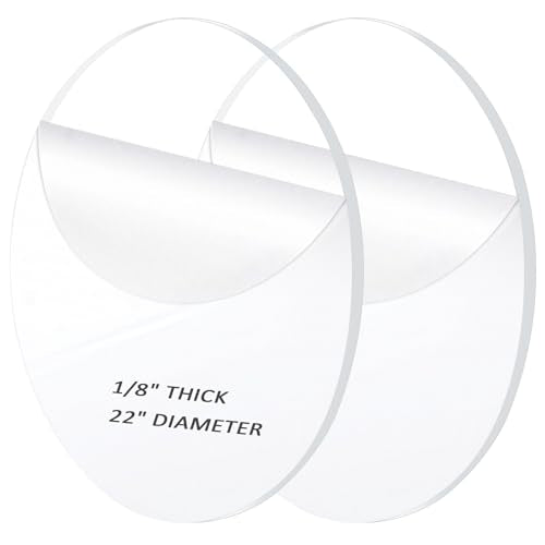 2 Pieces 1/8" Clear Circle Acrylic Sheet, 22 Inch Diameter Plexiglass Sheet, Round for Cake Discs, Plexiglass Table Top, Acrylic Backdrops and DIY Display Projects Craft - size: 22 Inch Diameter, 1/8" Thick