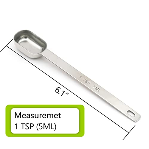 3PCS 1TSP(5ML) Measuring Spoon, Stainless Steel Long Handle Teaspoons - size: 1tsp|1/3tbsp|5ml|1/6oz