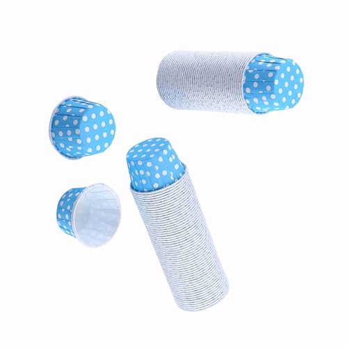 100Pcs Polka Dot Baking Cups, Mini Muffin Cupcake Liners (Blue) - color: Blue